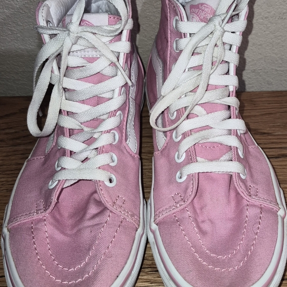 Vans Sk8-Hi Canvas Prism Pink / True White High-Top Shoe Men's 7.5 Womens Size 9 - Picture 3 of 5